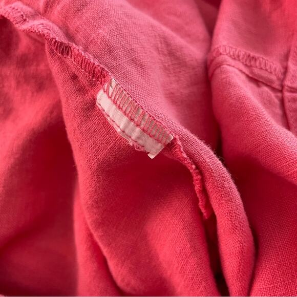 Cut Loose Heavy Weight Pink Linen Button Up Cropped Sleeve Shirt M - Picture 9 of 10